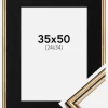 Ramme Horndal Guld 35x50 cm - Passepartout Sort 25x35 cm