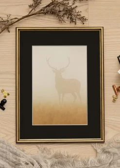 Ramme Horndal Guld 40x40 cm - Passepartout Sort 25x25 cm