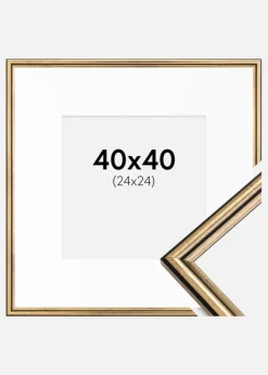 Ramme Horndal Guld 40x40 cm - Passepartout Hvid 25x25 cm