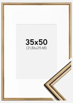 Ramme Horndal Guld 35x50 cm - Passepartout Hvid 9x12 inches