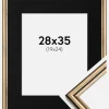 Ramme Horndal Guld 28x35 cm - Passepartout Sort 20x25 cm