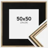 Ramme Horndal Guld 50x50 cm - Passepartout Sort 35x35 cm