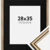 Ramme Horndal Guld 28x35 cm - Passepartout Sort 8x10 inches