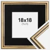 Ramme Horndal Guld 18x18 cm - Passepartout Sort 12x12 cm