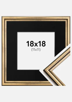 Ramme Horndal Guld 18x18 cm - Passepartout Sort 12x12 cm