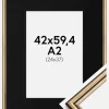 Ramme Horndal Guld 42x59,4 cm (A2) - Passepartout Sort 25x38 cm