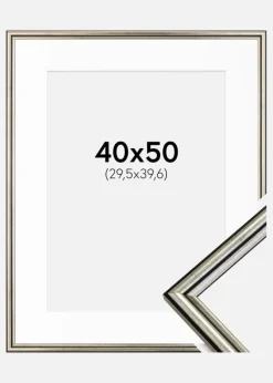 Ramme Horndal Sølv 40x50 cm - Passepartout Hvid 12x16 inches