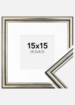 Ramme Horndal Sølv 15x15 cm - Passepartout Hvid 9x9 cm