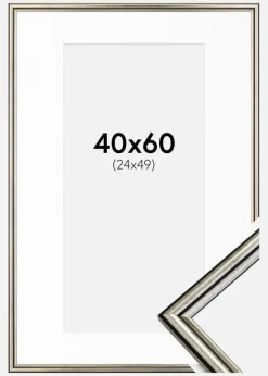 Ramme Horndal Sølv 40x60 cm - Passepartout Hvid 25x50 cm