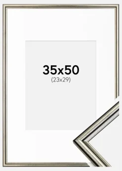 Ramme Horndal Sølv 35x50 cm - Passepartout Hvid 24x30 cm