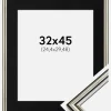 Ramme Horndal Sølv 32x45 cm - Passepartout Sort 10x12 inches