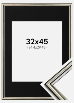 Ramme Horndal Sølv 32x45 cm - Passepartout Sort 10x12 inches