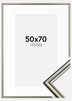 Ramme Horndal Sølv 50x70 cm - Passepartout Hvid 33x56 cm