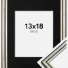 Ramme Horndal Sølv 13x18 cm - Passepartout Sort 10x12 cm