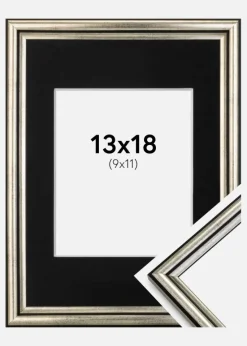 Ramme Horndal Sølv 13x18 cm - Passepartout Sort 10x12 cm