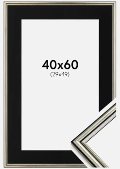 Ramme Horndal Sølv 40x60 cm - Passepartout Sort 30x50 cm