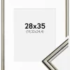 Ramme Horndal Sølv 28x35 cm - Passepartout Hvid 8x10 inches
