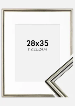 Ramme Horndal Sølv 28x35 cm - Passepartout Hvid 8x10 inches