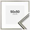 Ramme Horndal Sølv 50x50 cm - Passepartout Hvid 35x35 cm