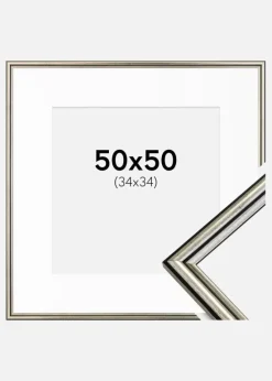 Ramme Horndal Sølv 50x50 cm - Passepartout Hvid 35x35 cm