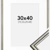 Ramme Horndal Sølv 30x40 cm - Passepartout Hvid 8x12 inches