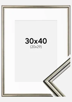 Ramme Horndal Sølv 30x40 cm - Passepartout Hvid 21x30 cm