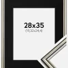 Ramme Horndal Sølv 28x35 cm - Passepartout Sort 8x10 inches