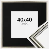 Ramme Horndal Sølv 40x40 cm - Passepartout Sort 25x25 cm