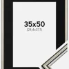 Ramme Horndal Sølv 35x50 cm - Passepartout Sort 10x15 inches