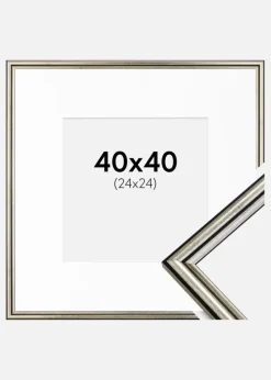 Ramme Horndal Sølv 40x40 cm - Passepartout Hvid 25x25 cm