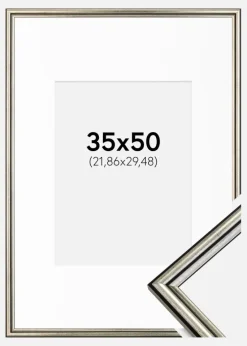 Ramme Horndal Sølv 35x50 cm - Passepartout Hvid 9x12 inches