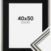 Ramme Horndal Sølv 40x50 cm - Passepartout Sort 30x40 cm