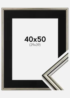 Ramme Horndal Sølv 40x50 cm - Passepartout Sort 30x40 cm