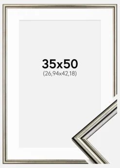 Ramme Horndal Sølv 35x50 cm - Passepartout Hvid 11x17 inches