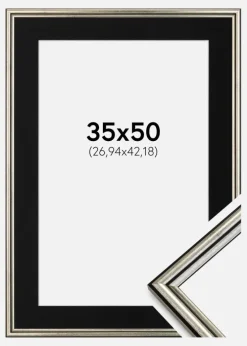 Ramme Horndal Sølv 35x50 cm - Passepartout Sort 11x17 inches