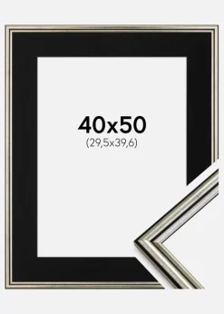 Ramme Horndal Sølv 40x50 cm - Passepartout Sort 12x16 inches