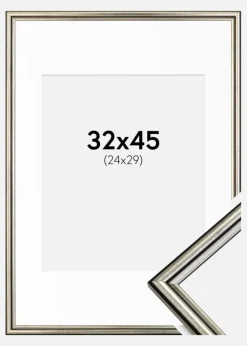 Ramme Horndal Sølv 32x45 cm - Passepartout Hvid 25x30 cm