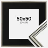 Ramme Horndal Sølv 50x50 cm - Passepartout Sort 35x35 cm