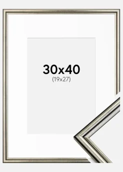 Ramme Horndal Sølv 30x40 cm - Passepartout Hvid 20x28 cm