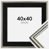 Ramme Horndal Sølv 40x40 cm - Passepartout Sort 32x32 cm