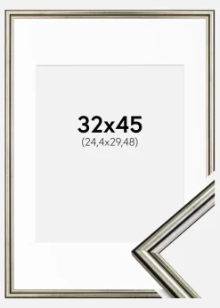 Ramme Horndal Sølv 32x45 cm - Passepartout Hvid 10x12 inches