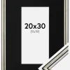 Ramme Horndal Sølv 20x30 cm - Passepartout Sort 10x20 cm
