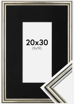 Ramme Horndal Sølv 20x30 cm - Passepartout Sort 10x20 cm