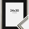Ramme Horndal Sølv 24x30 cm - Passepartout Sort 18x24 cm