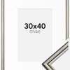 Ramme Horndal Sølv 30x40 cm - Passepartout Hvid 18x27 cm