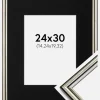Ramme Horndal Sølv 24x30 cm - Passepartout Sort 6x8 inches