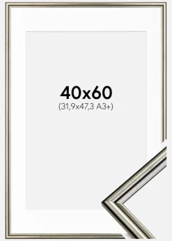 Ramme Horndal Sølv 40x60 cm - Passepartout Hvid 32,9x48,3 cm (A3+)