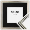 Ramme Horndal Sølv 18x18 cm - Passepartout Sort 12x12 cm