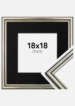 Ramme Horndal Sølv 18x18 cm - Passepartout Sort 12x12 cm