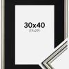Ramme Horndal Sølv 30x40 cm - Passepartout Sort 20x30 cm